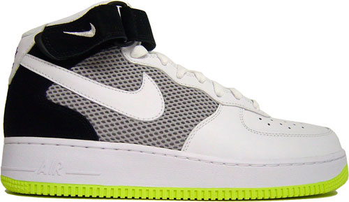 white and neon yellow air force 1
