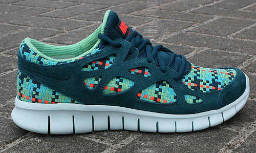 Nike Free Run 2 Woven Sport Turquoise Mid Turquoise Total Crimson Sneakers 573920-336