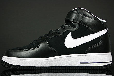 nike air force black and white mid