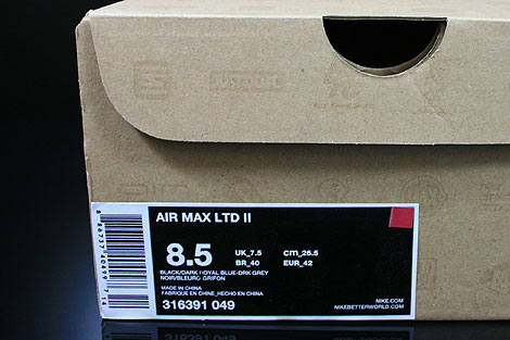 Nike Air Max LTD 2 Black Royal Blue Dark Grey Shoebox Nike Air Max LTD 2 Black Royal Blue Dark Grey Shoebox