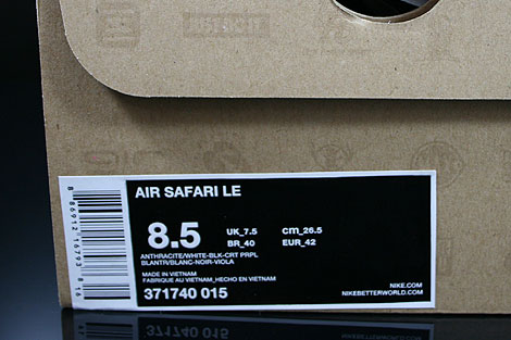 Nike Air Safari LE Anthracite White Black Purple Shoebox