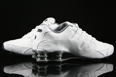 white and grey nike shox